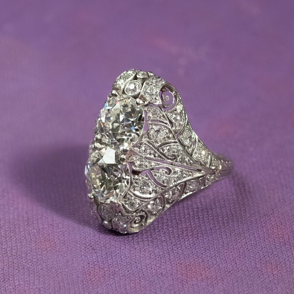 Edwardian Toi et Moi Diamond Dinner Ring - 15