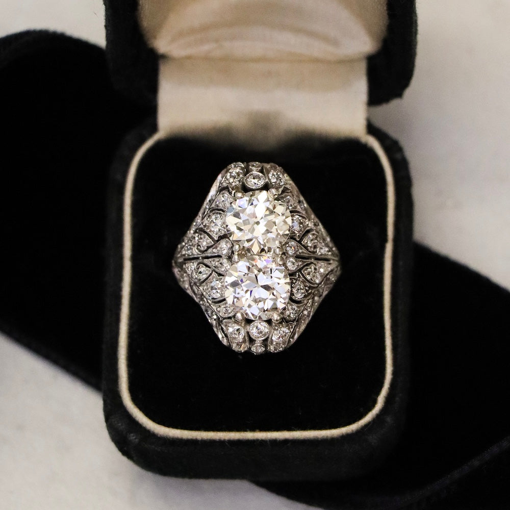 Edwardian Toi et Moi Diamond Dinner Ring - 10