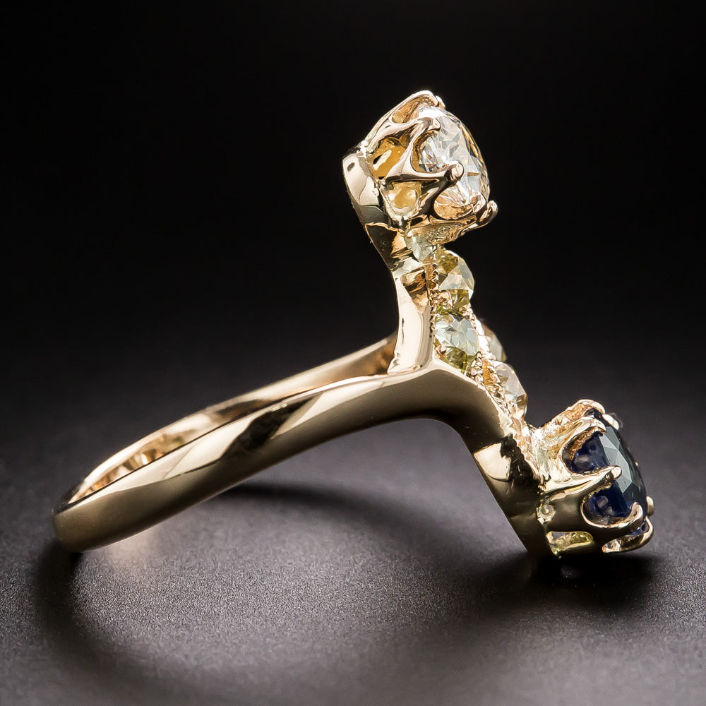Edwardian Toi et Moi Sapphire and Diamond Ring - 3