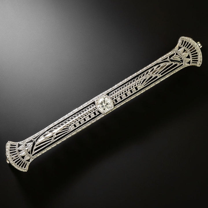 Egyptian Revival Diamond Bar Brooch