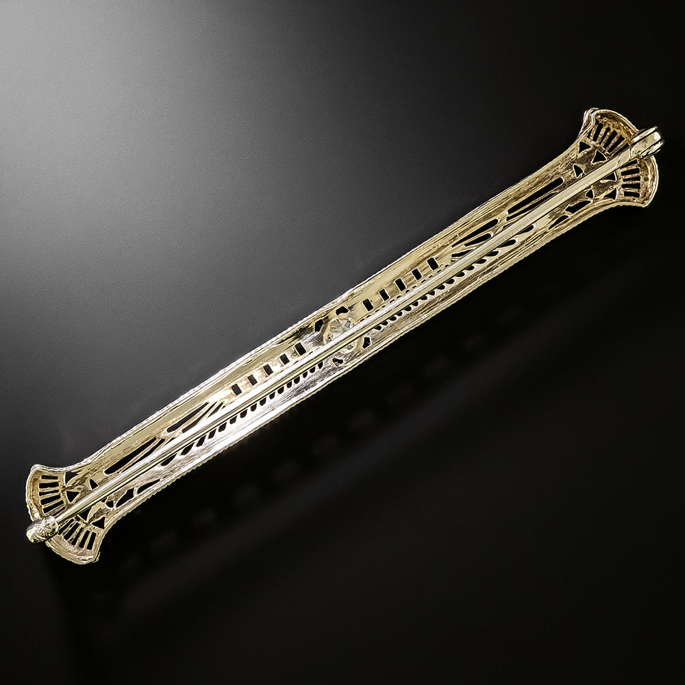Egyptian Revival Diamond Bar Brooch - 5