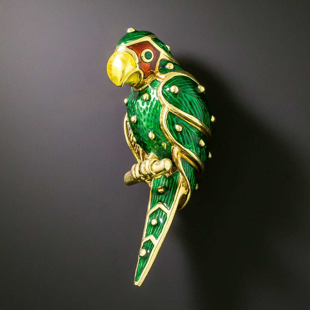 Enameled Parrot Pin by Hidalgo - 1