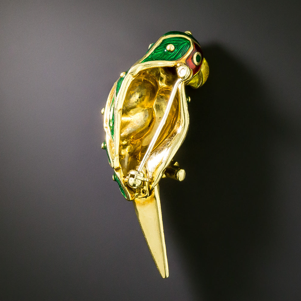 Enameled Parrot Pin by Hidalgo - 2