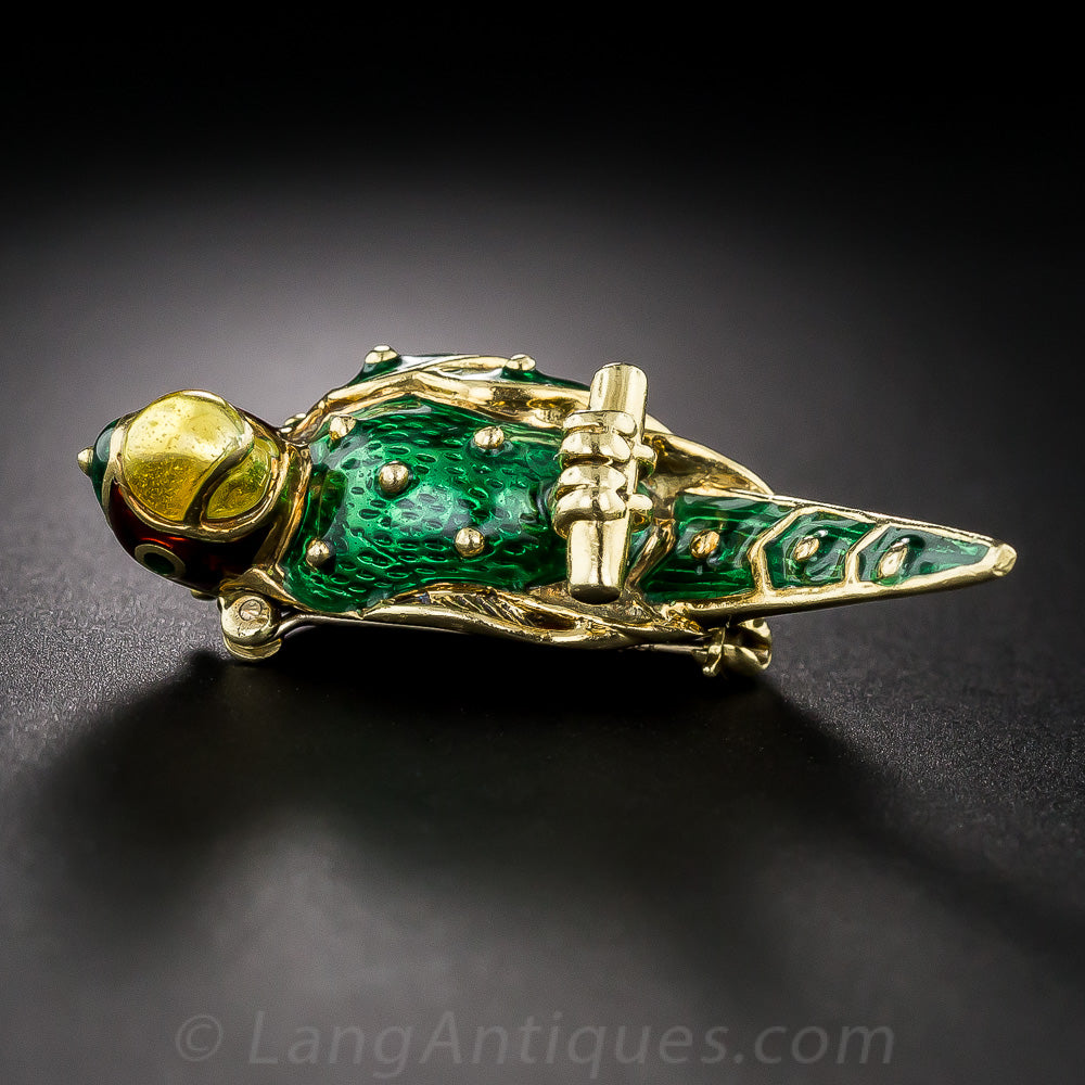 Enameled Parrot Pin by Hidalgo - 3