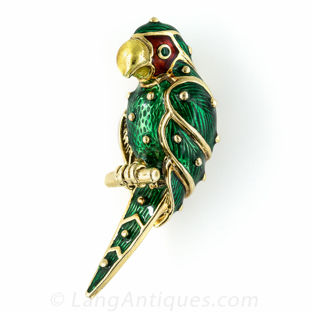 Enameled Parrot Pin by Hidalgo - 5