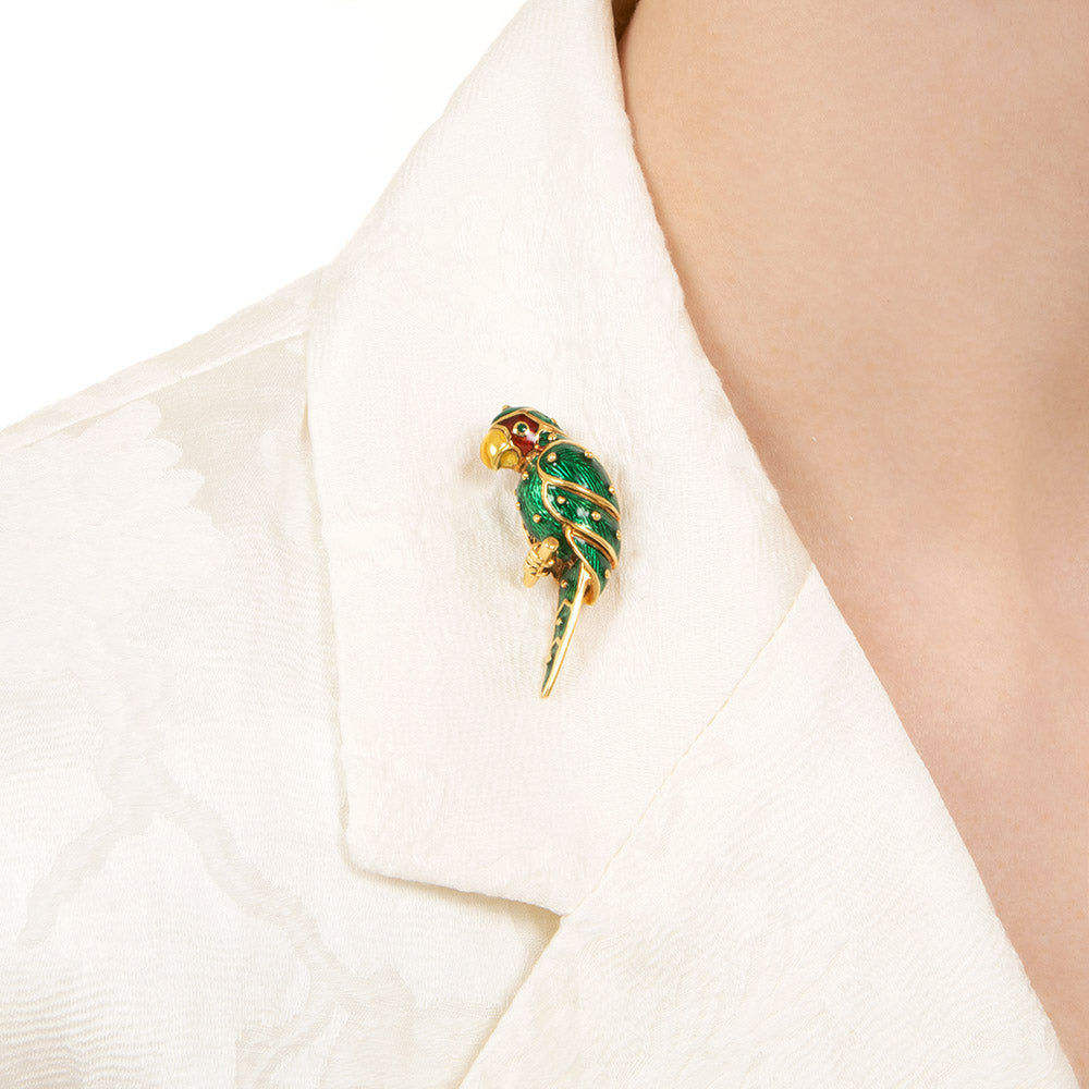 Enameled Parrot Pin by Hidalgo - 7