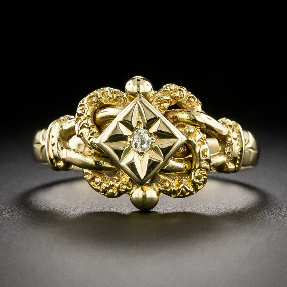 English 18K Diamond Knot Ring, 1917 - 3