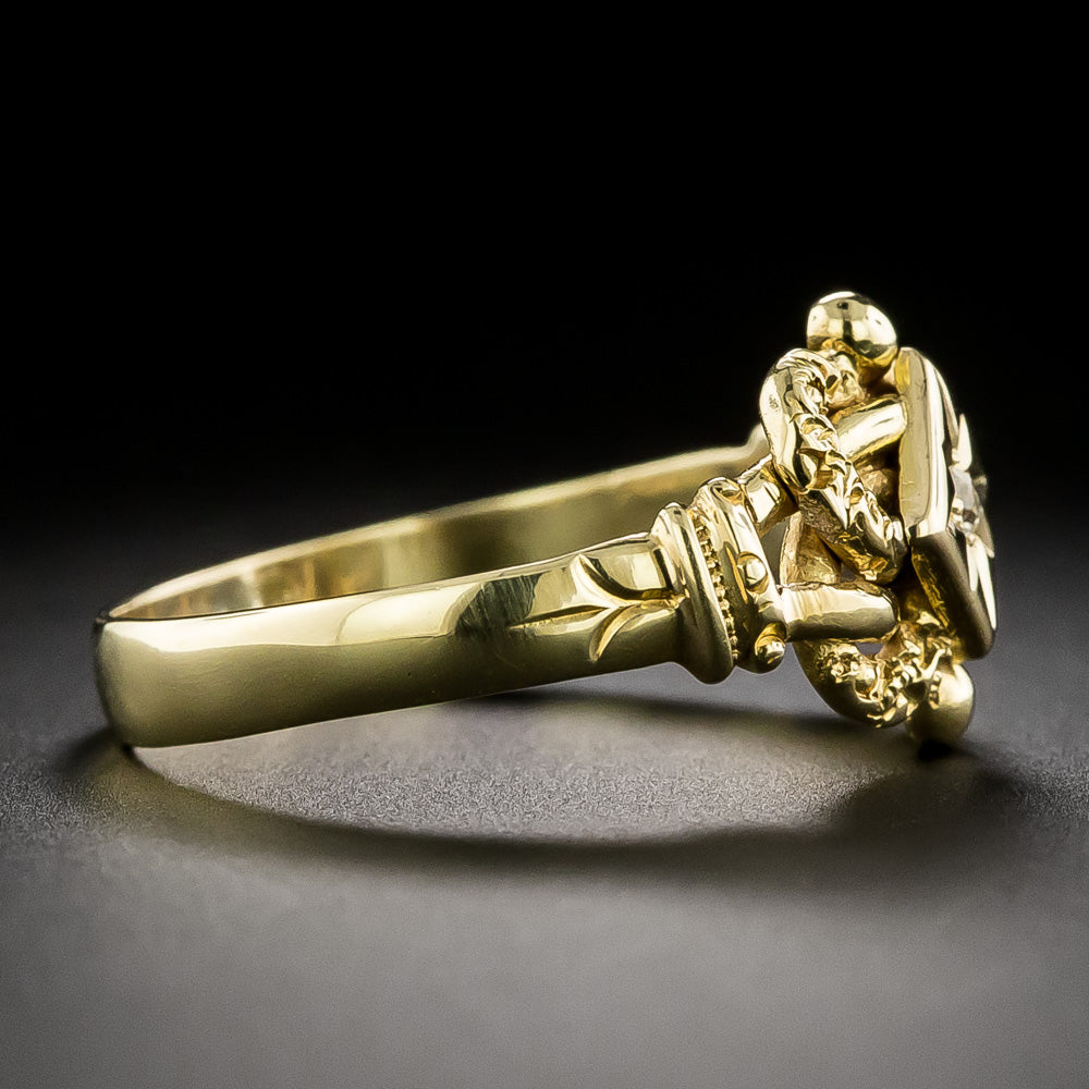 English 18K Diamond Knot Ring, 1917 - 4