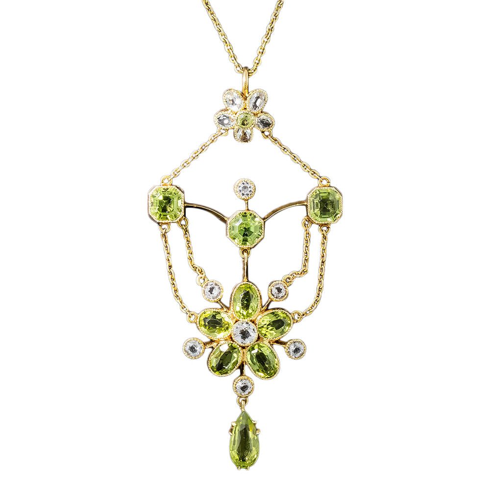 English Antique Peridot and Colorless Beryl Necklace - 2