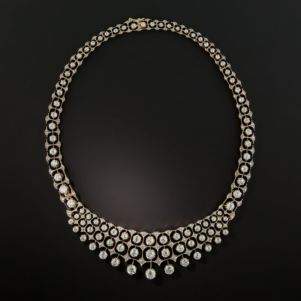 English Edwardian Diamond Bib Necklace, 17.00 Carats - 2