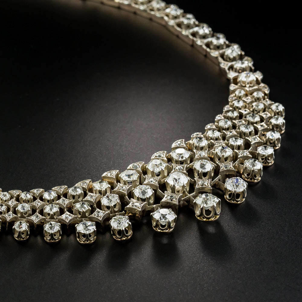 English Edwardian Diamond Bib Necklace, 17.00 Carats - 3