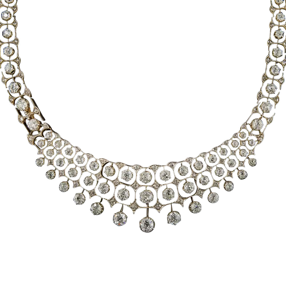English Edwardian Diamond Bib Necklace, 17.00 Carats - 4