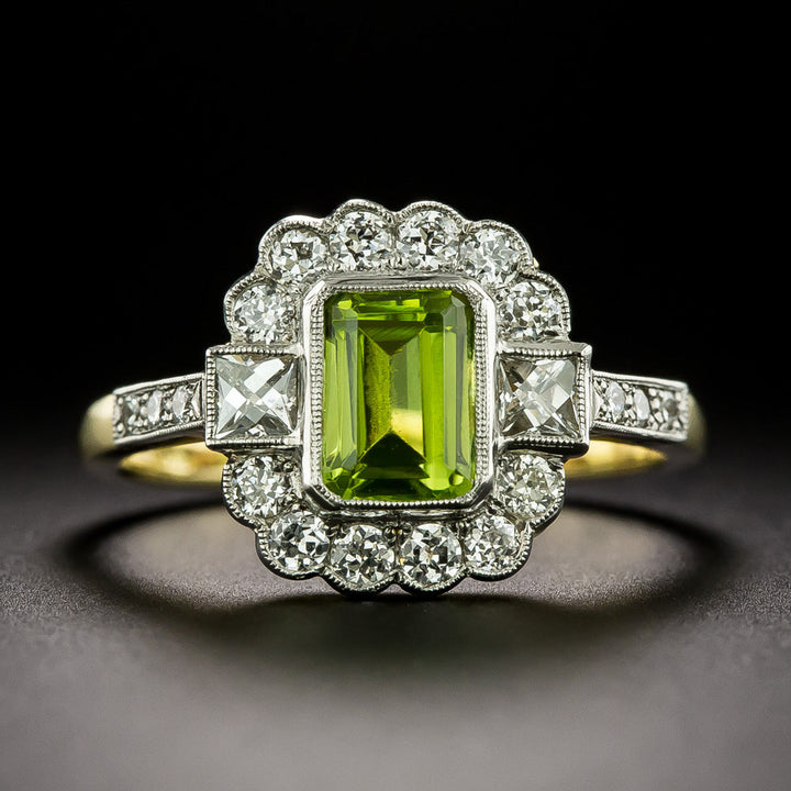 English Edwardian-Style Peridot and Diamond Ring
