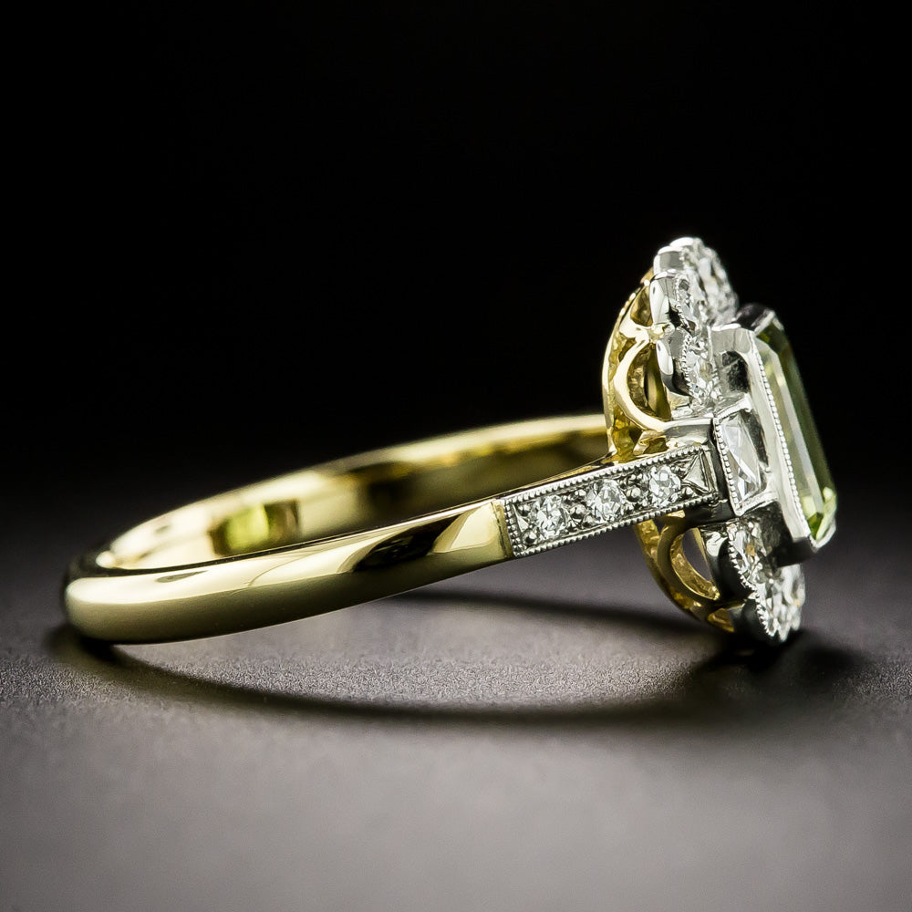 English Edwardian-Style Peridot and Diamond Ring - 4