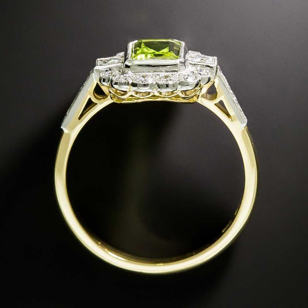 English Edwardian-Style Peridot and Diamond Ring - 5