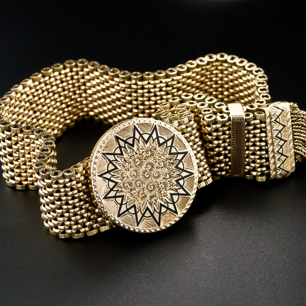 English Victorian 15K Tassel Slide Bracelet - 6