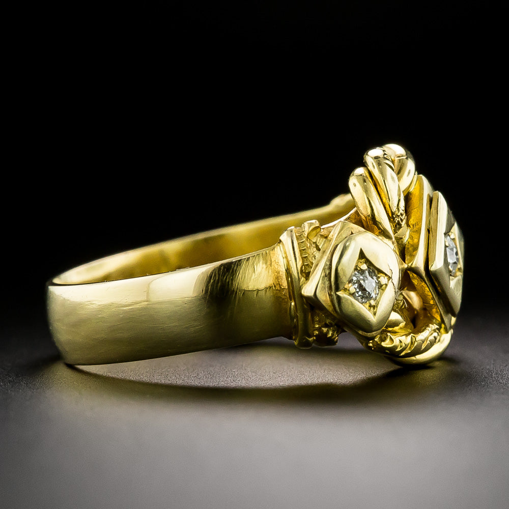English Victorian 18K Diamond Knot Ring, Circa 1890 - 3