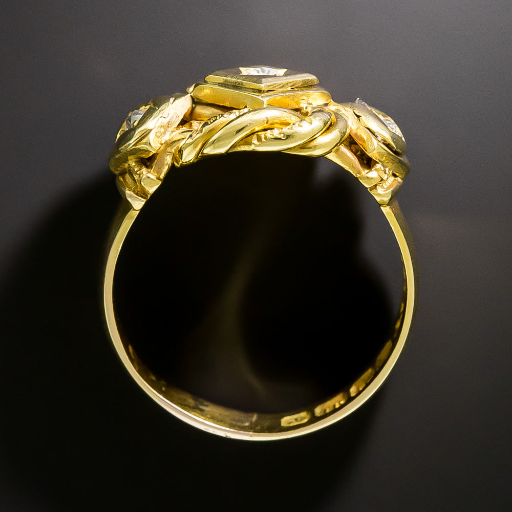 English Victorian 18K Diamond Knot Ring, Circa 1890 - 4