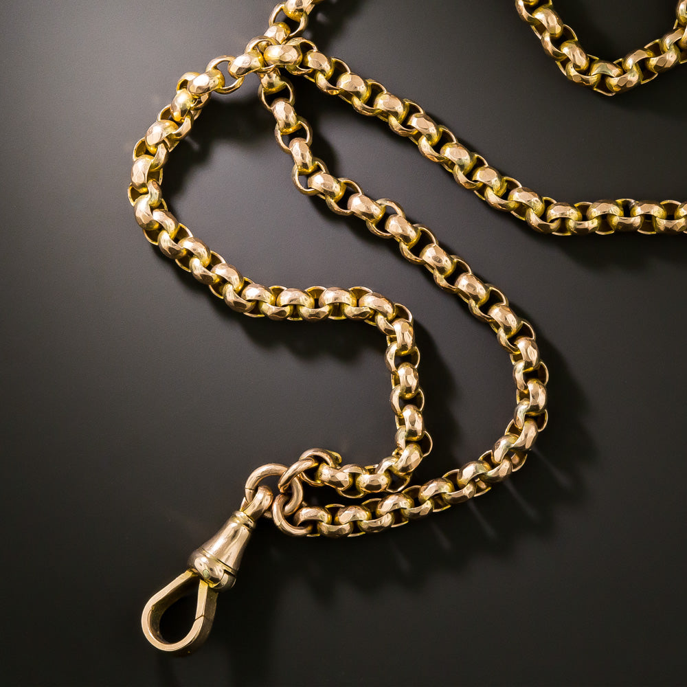 English Victorian 62-inch 9K Rolo Link Chain - 2