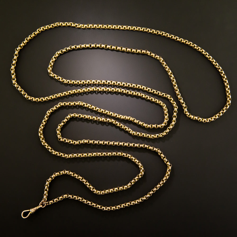 English Victorian 62-inch 9K Rolo Link Chain - 3
