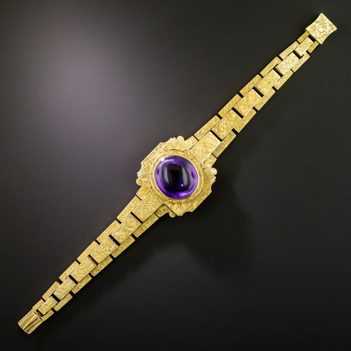 English Victorian Cabochon Amethyst Bracelet