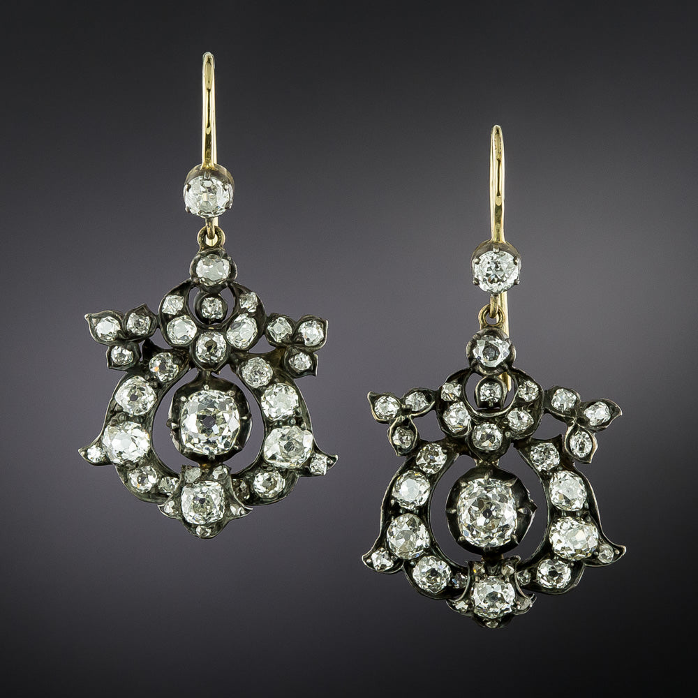 English Victorian Diamond Dangle Earrings - 1