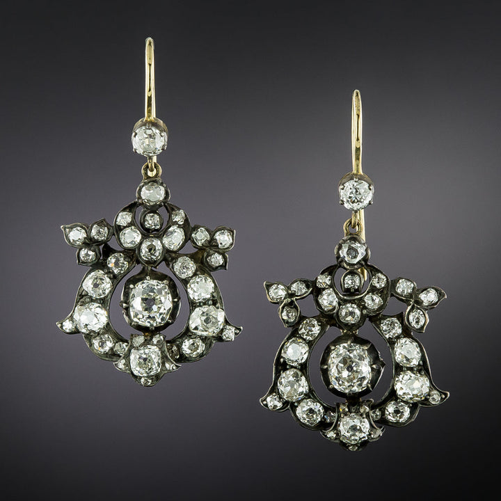 English Victorian Diamond Dangle Earrings