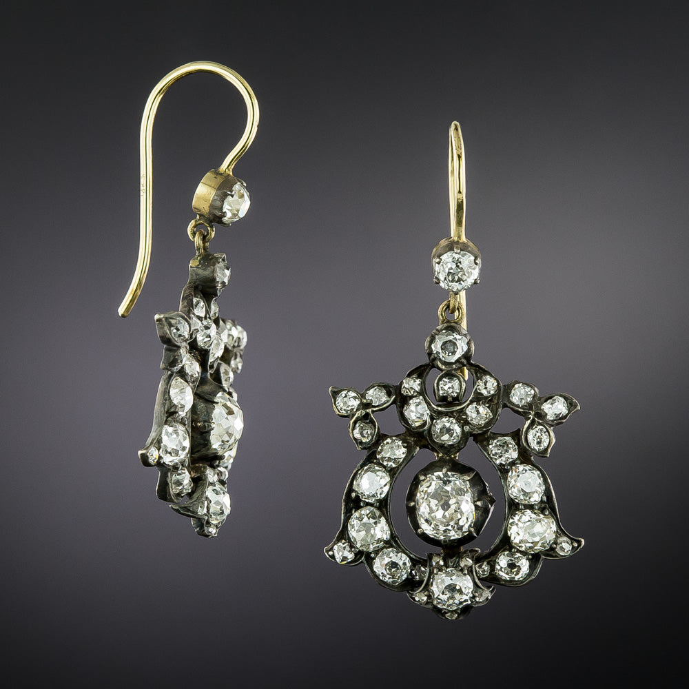 English Victorian Diamond Dangle Earrings - 2
