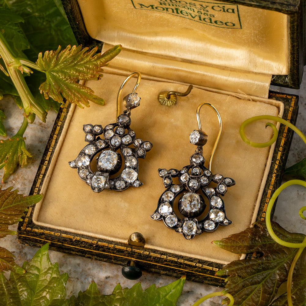English Victorian Diamond Dangle Earrings - 9