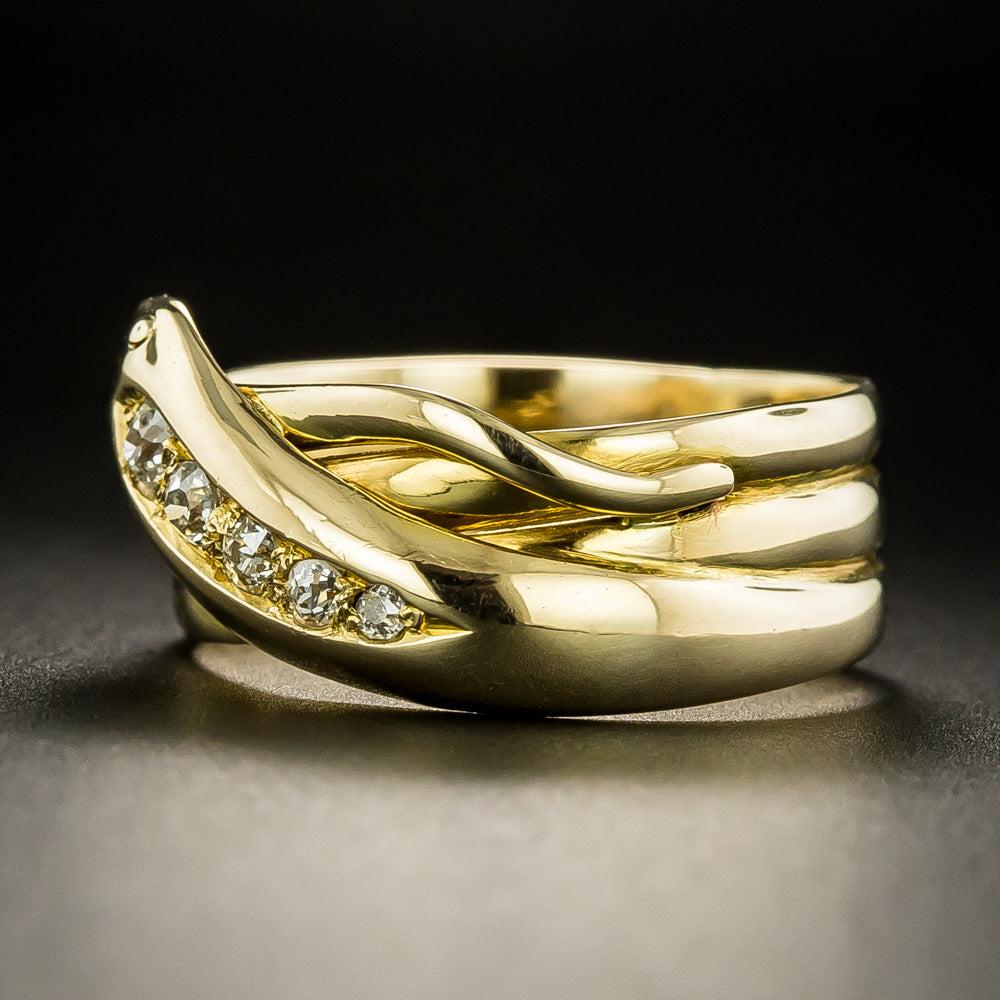 English Victorian Diamond Snake Ring, Size 9 1/4 - 2