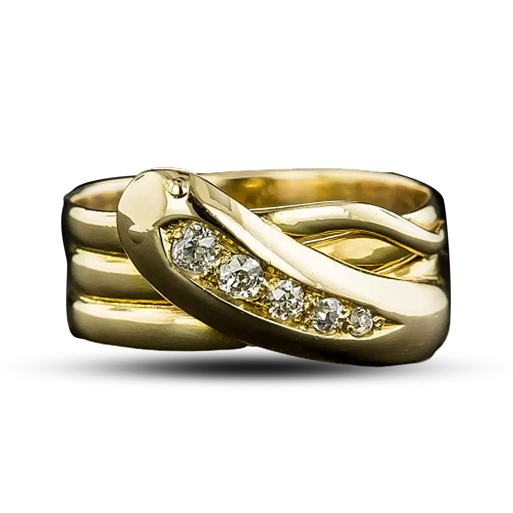 English Victorian Diamond Snake Ring, Size 9 1/4 - 5