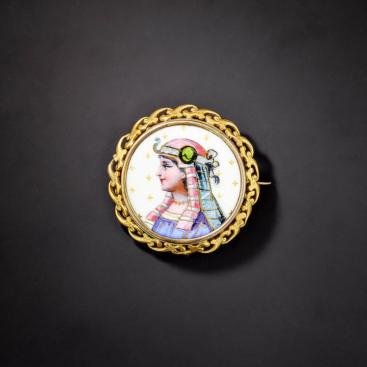English Victorian Egyptian Revival Enamel Pin