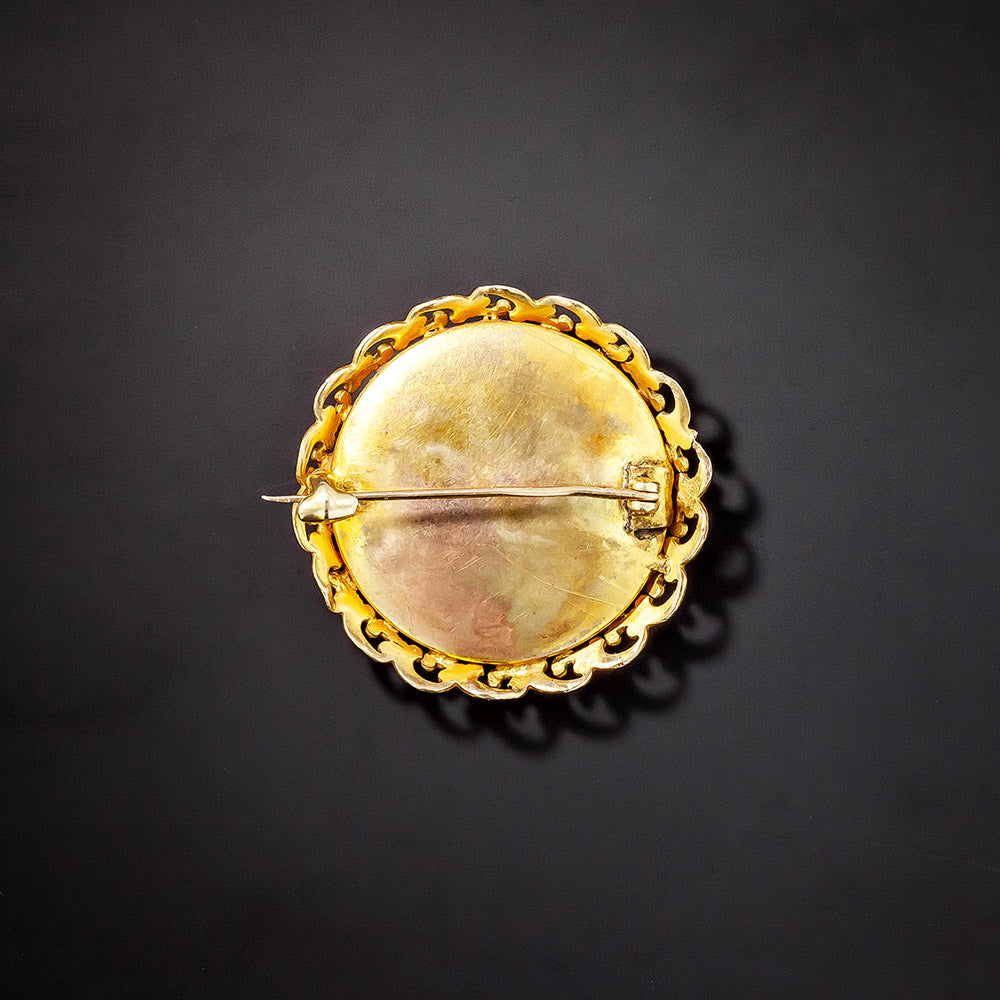 English Victorian Egyptian Revival Enamel Pin - 2