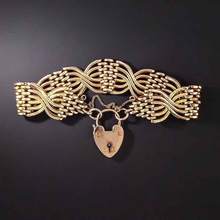 English Victorian Fancy Link Two-Tone Gate Bracelet