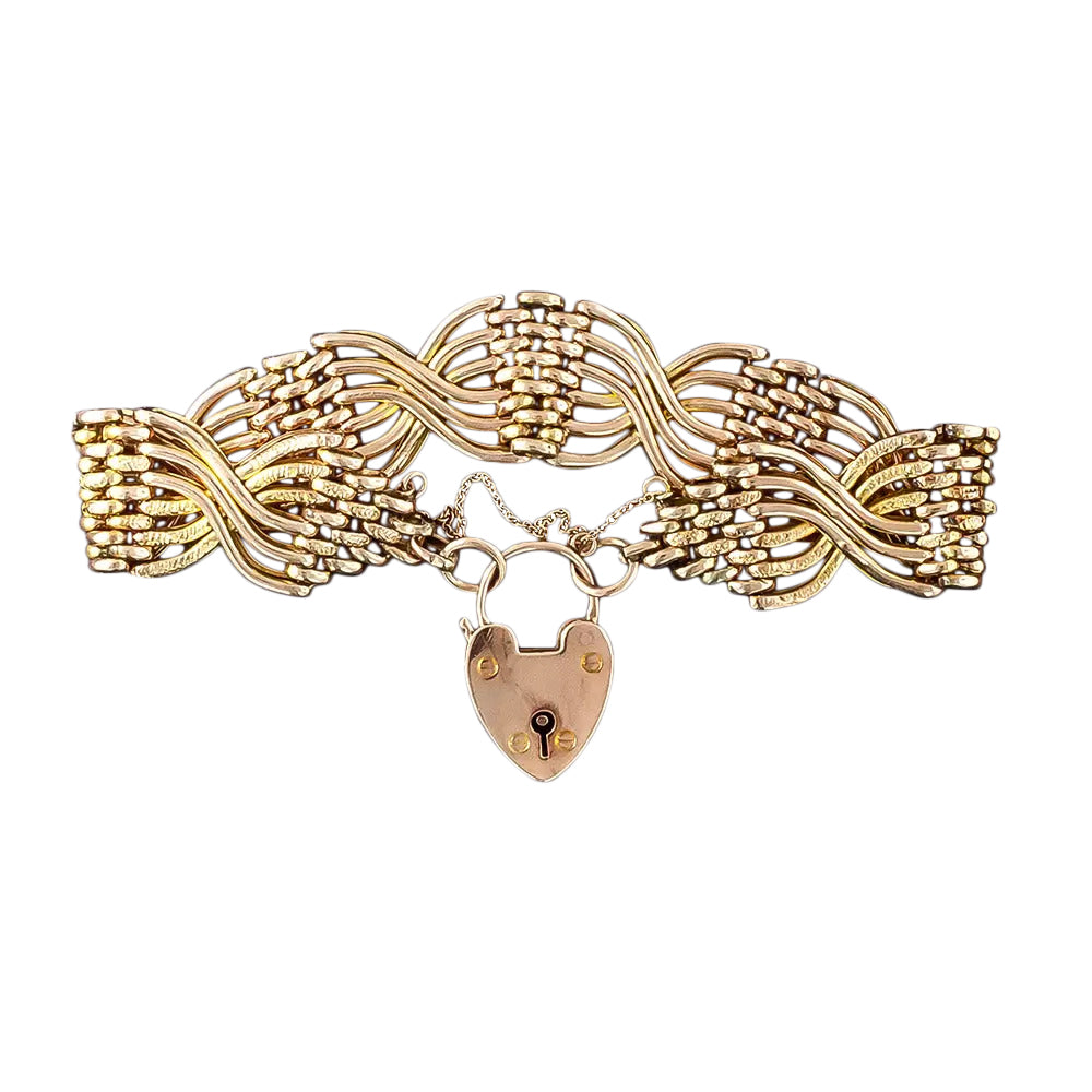 English Victorian Fancy Link Two-Tone Gate Bracelet - 3