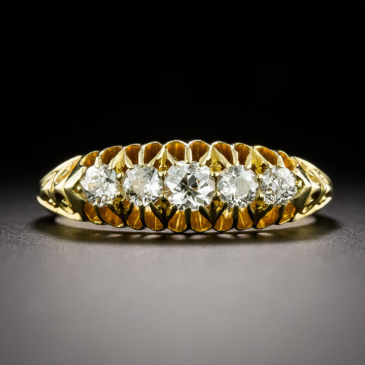 English Victorian Five-Stone Diamond Ring, Circa 1907
