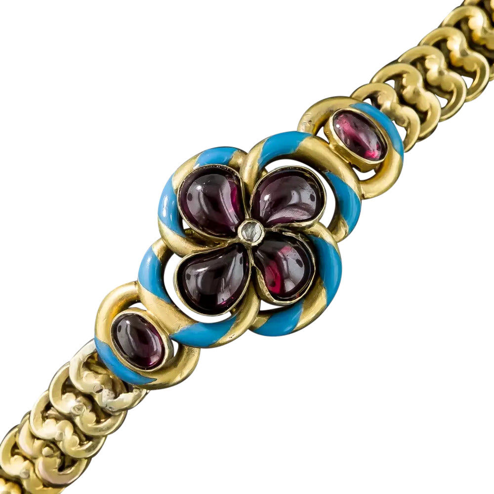 English Victorian Garnet and Enamel Bracelet - 6