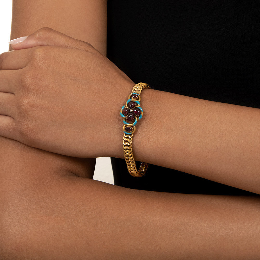 English Victorian Garnet and Enamel Bracelet - 7
