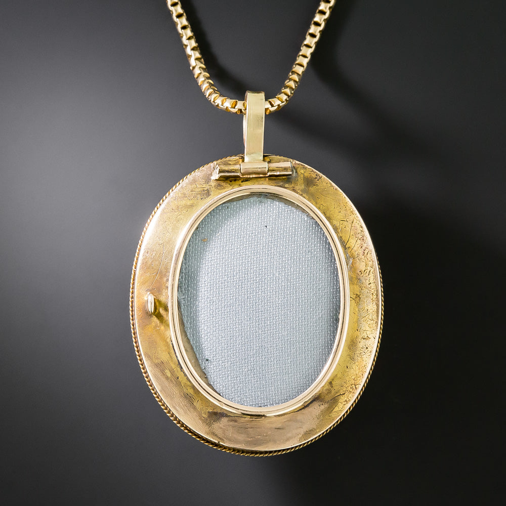 English Victorian Garnet Cabochon and Pearl Locket - 3