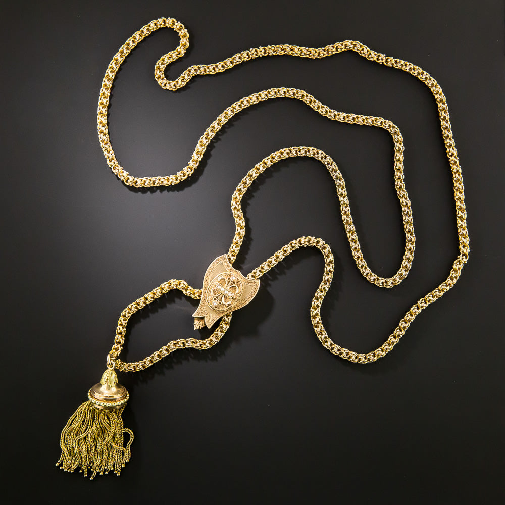English Victorian Slide Tassel Necklace  - 2