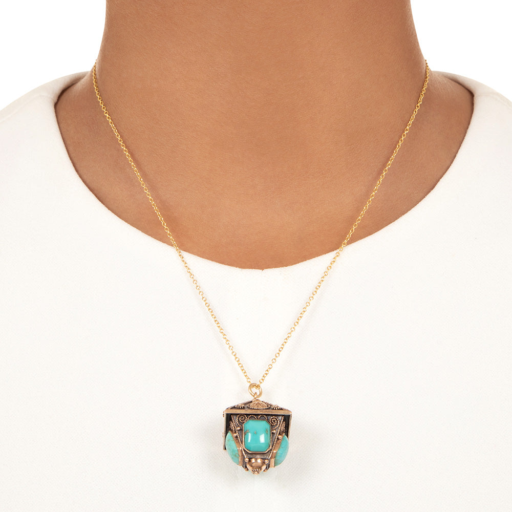 English Victorian Turquoise Lantern Pendant - 5