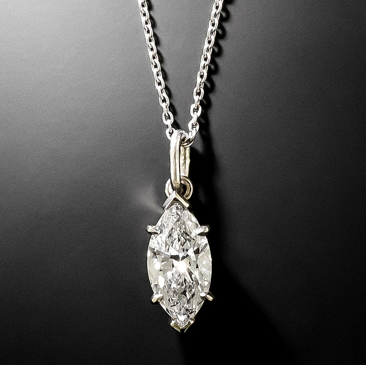 Estate 1.01 Carat Marquise Diamond Solitaire Pendant - GIA D I1