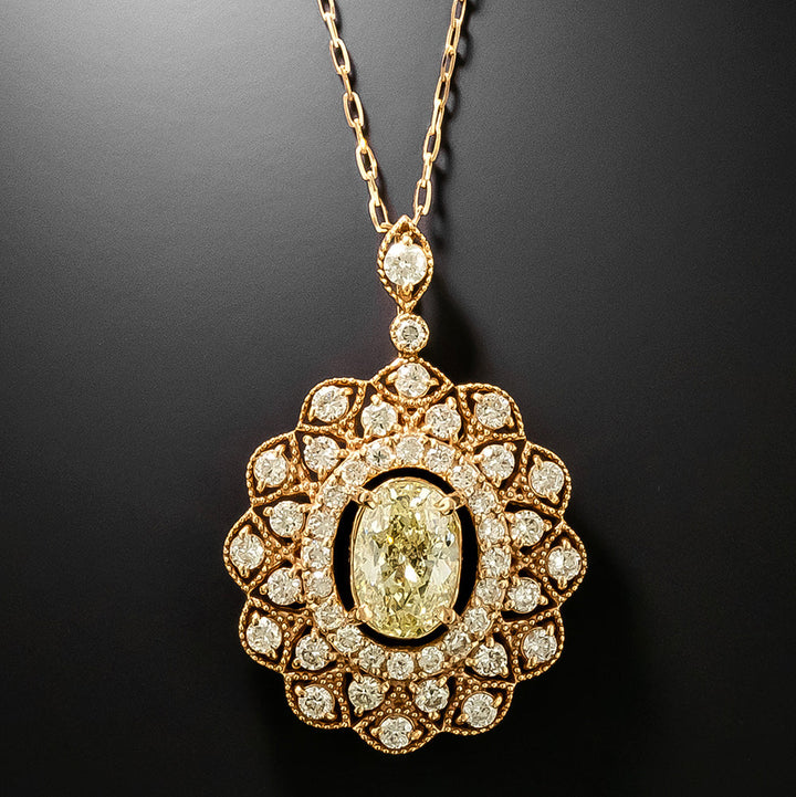 Estate 1.01 Carat Oval Diamond 18K Pendant