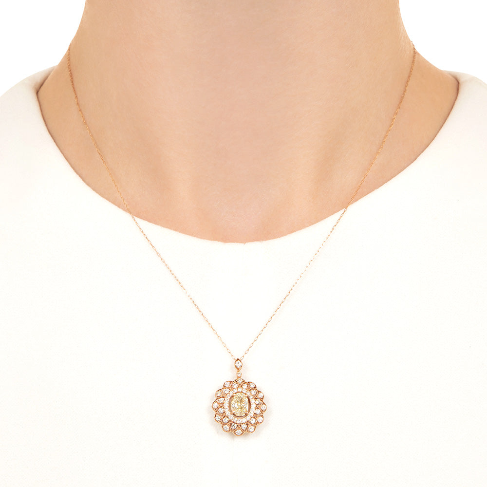 Estate 1.01 Carat Oval Diamond 18K Pendant - 4
