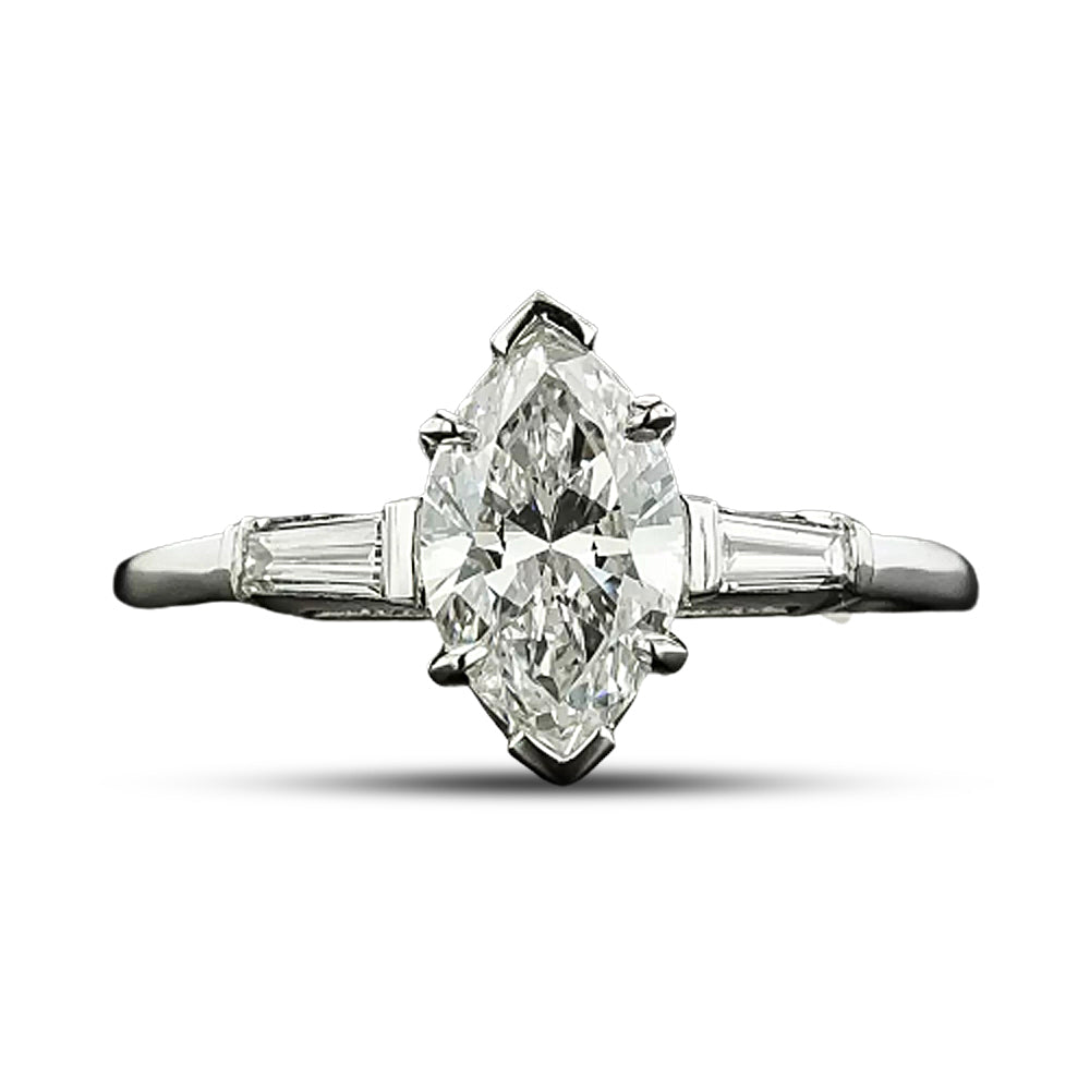 Estate 1.03 Carat Marquise Diamond Engagement Ring - GIA E SI2 - 5