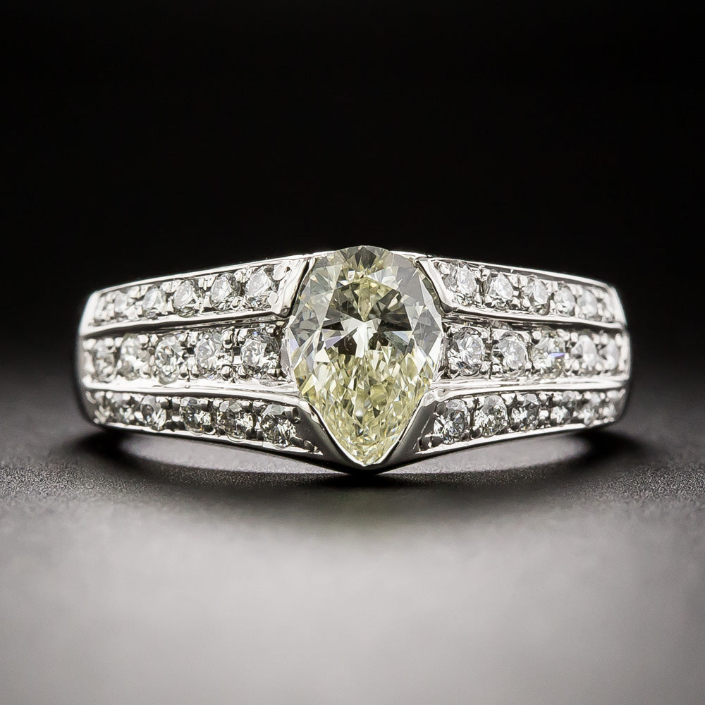 Estate 1.03 Carat Pear-Shaped Diamond Ring - GIA M SI1 - 1
