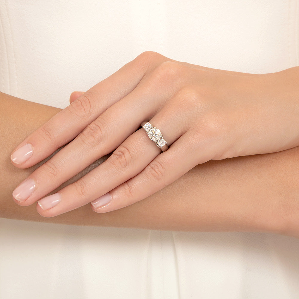 Estate 1.04 Carat Diamond Three-Stone Ring - GIA I SI2  - 5