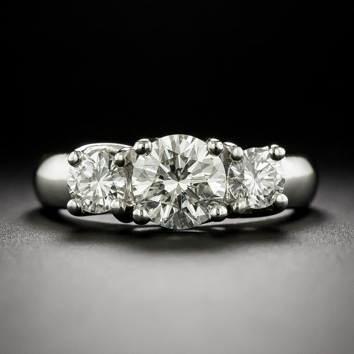 Estate 1.04 Carat Diamond Three-Stone Ring - GIA I SI2