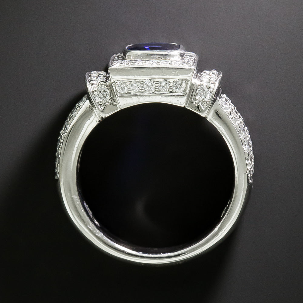 Estate 1.06 Carat Sapphire and Micro-Pave Diamond Ring - 4