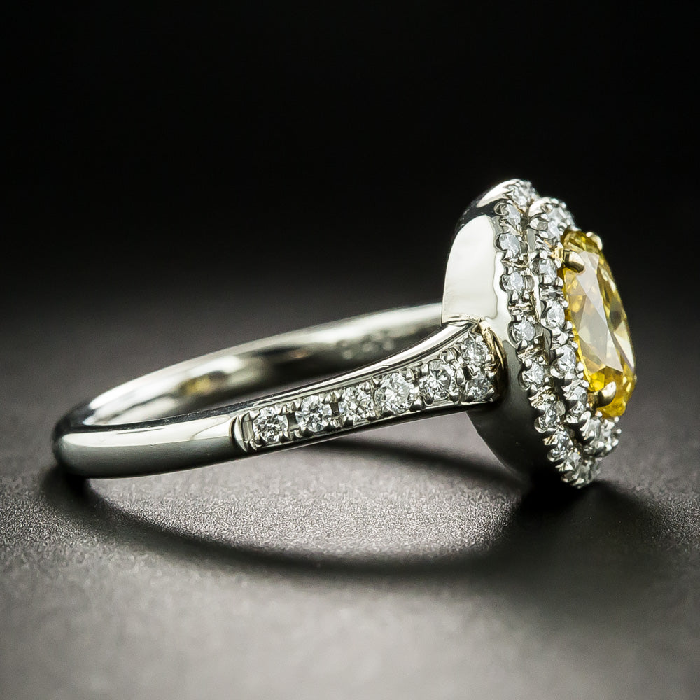 Estate 1.10 Carat Fancy Intense Orangy-Yellow Diamond Ring - GIA - 3
